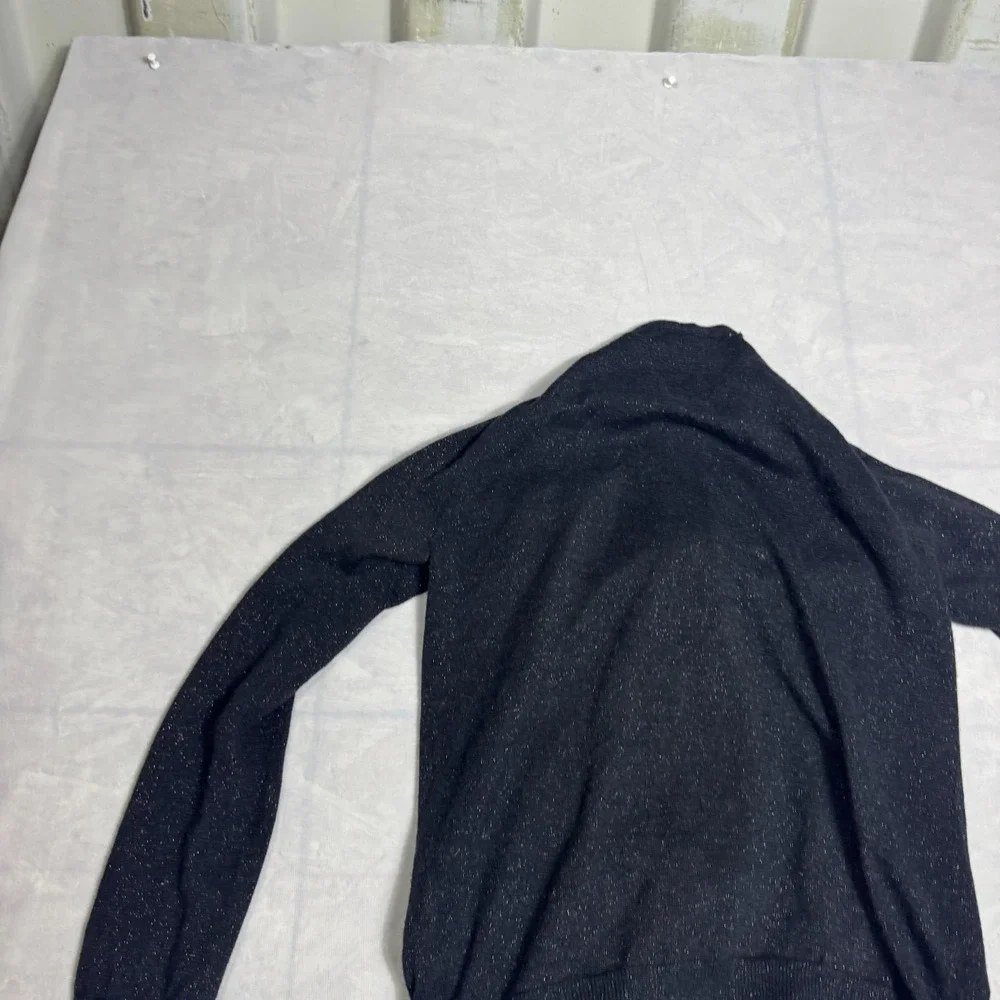 Michael Kors Womens Sweater Black Shimmer‎ Knit Full-Zip Cardigan Long Sleeve S
